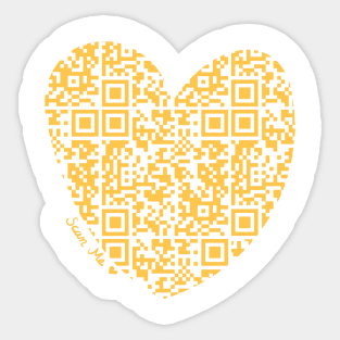 Yellow Rick Astley Rickroll QR Code Heart Art Sticker